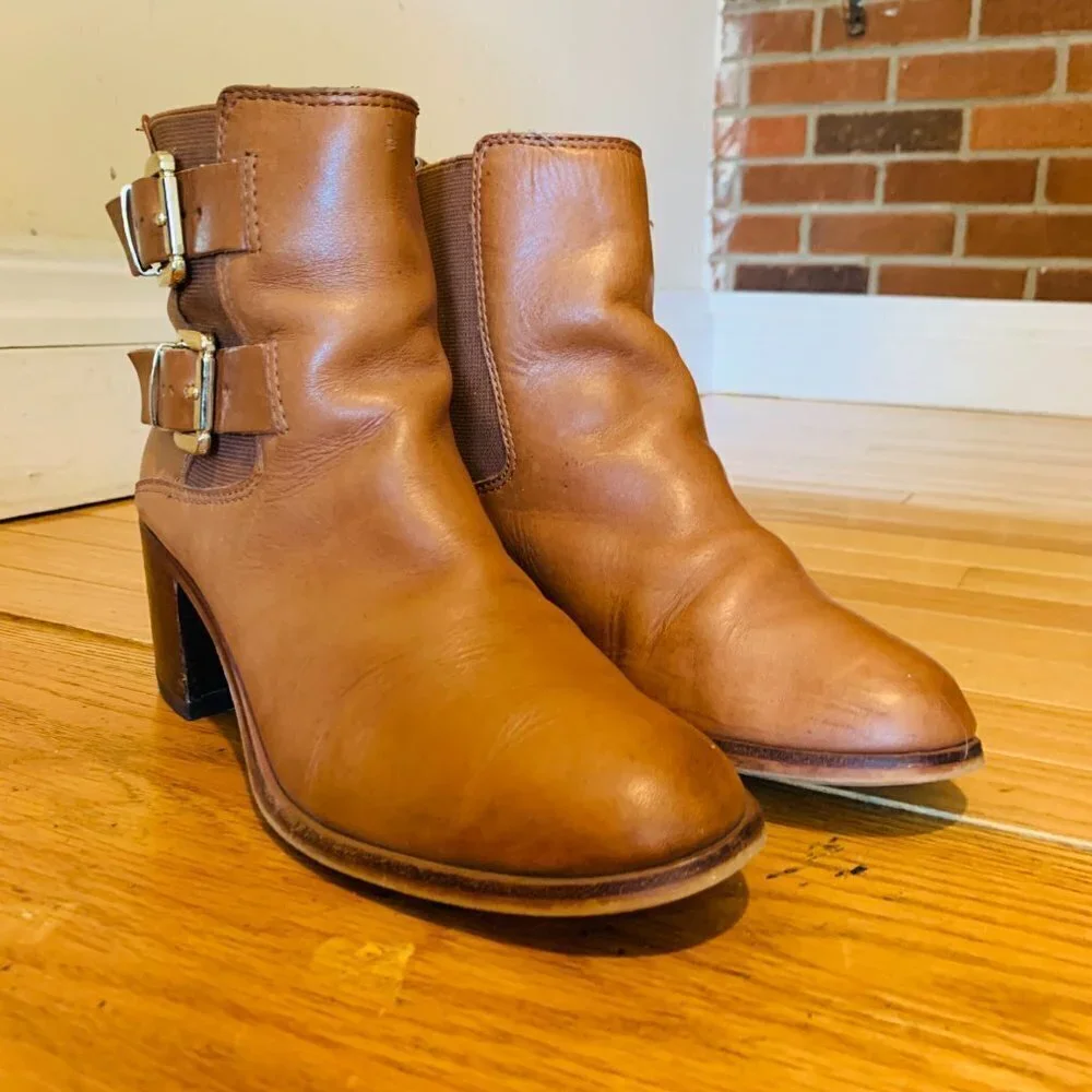 Sam Edelman Women's Ankle Boots Size 6.5 Leather Tan/Brown